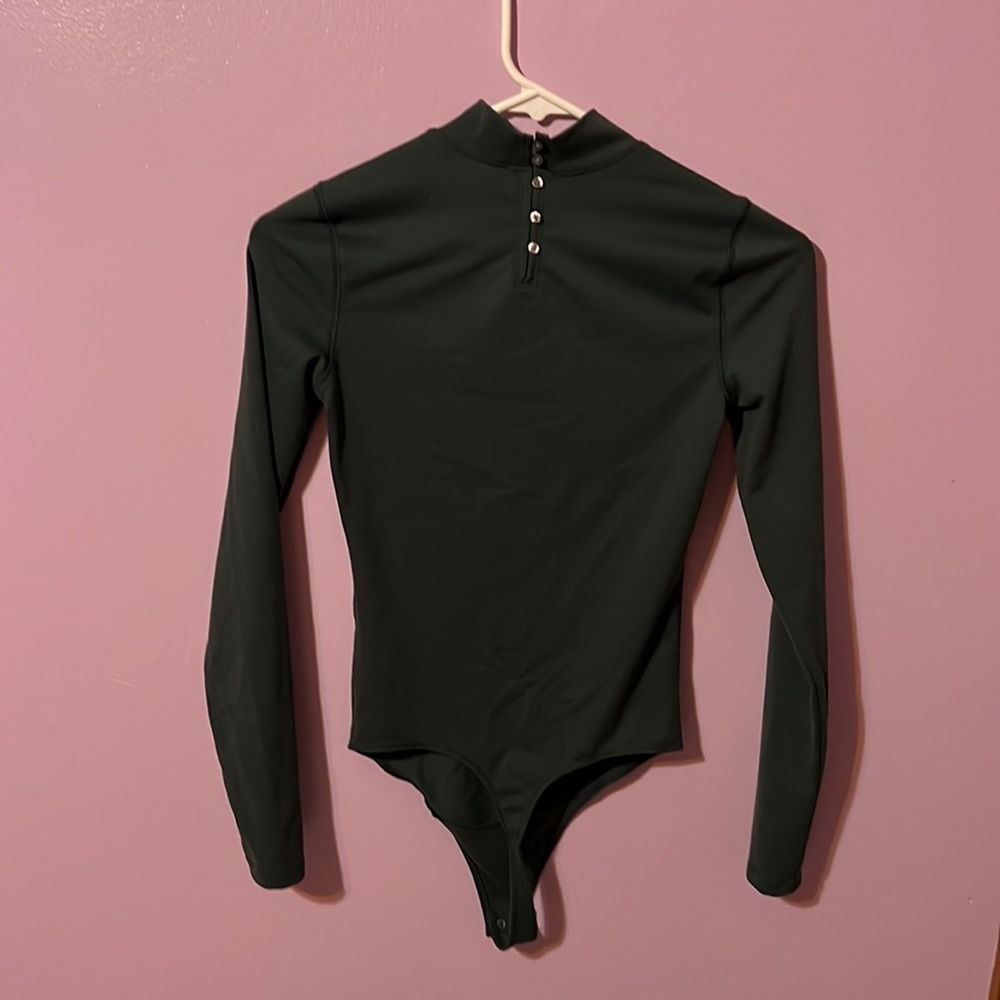 Abercrombie & Fitch Soft A&F Collection Dark Green Mock Neck Bodysuit - Picture 8 of 11